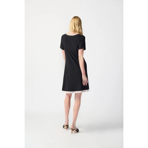 NWT Joseph Ribkoff Black/Moonstone A-Line Dress Style | Black Cream | SZ 16 - Picture 3 of 12